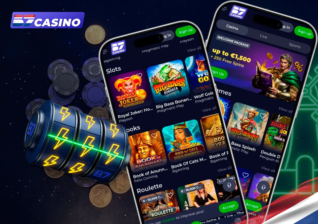 De beste online slots en live casino spellen bij B7 Casino Nederland.